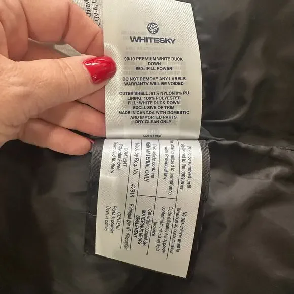 Whitesky Women Duck Down Waterproof Jacket Black Asymmetrical Zip Small New - Picture 12 of 16